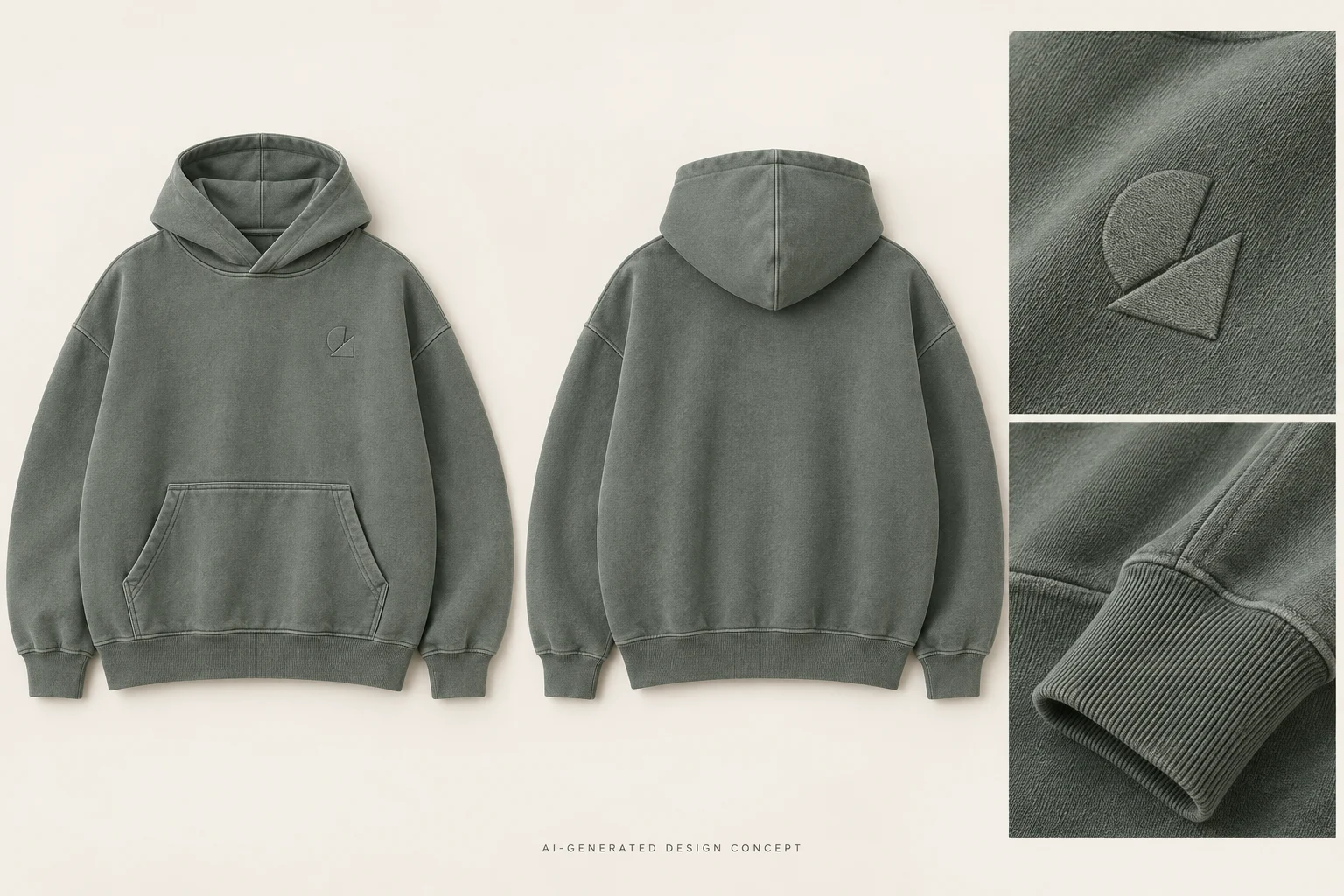 Hoodies design concept, with front, back and detail references