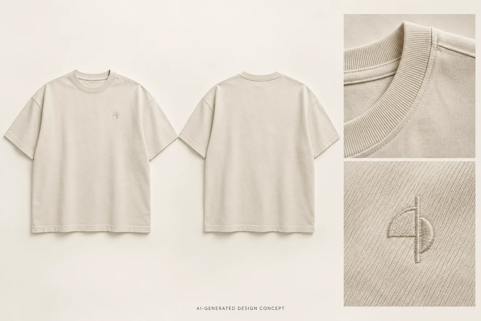 T-shirts design concept, with front, back and detail references