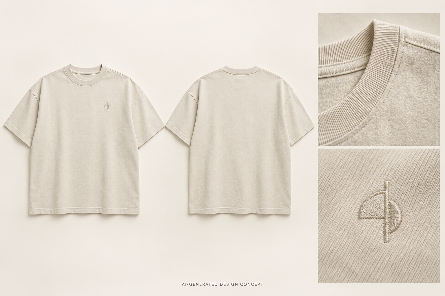 T-shirt development concept — AI-generated visual reference, not a completed physical sample.